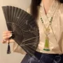 携带跳舞随身黑色扇子