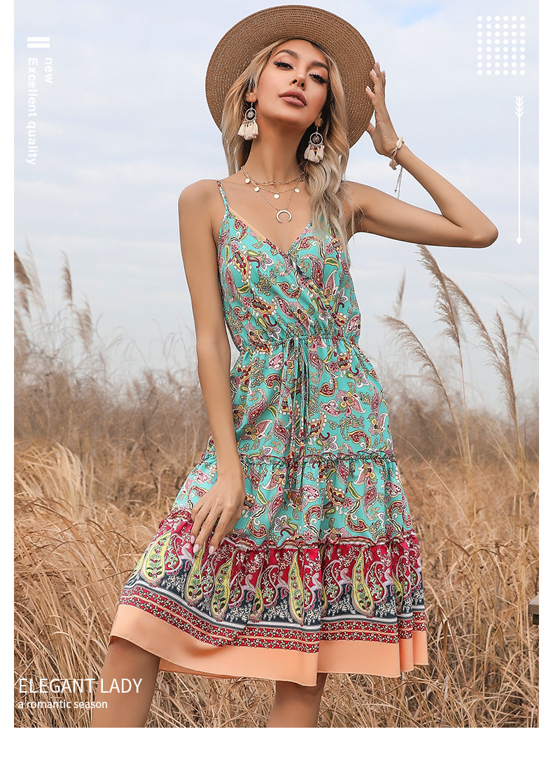 summer new lace chiffon floral sexy sling dress NSYYF61467