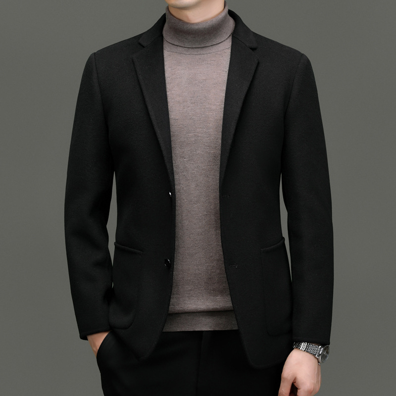 고급 브랜드 겨울 남성 울 정장 중년 다운 안감 울 캐시미어 비즈니스 따뜻한 정장 재킷