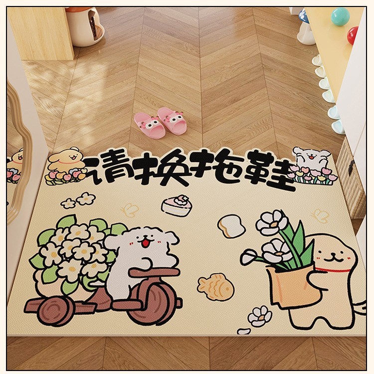 漫画の玄関ドアマット、拭いて洗えるPVC屋内汚れ防止フットマット、玄関ドアカーペット|undefined