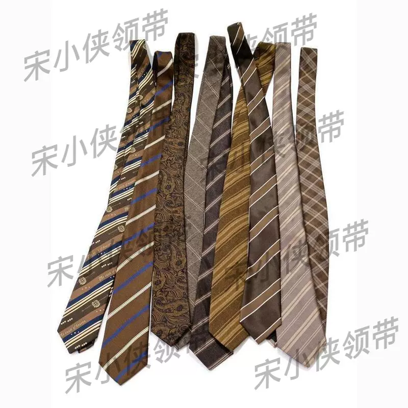 咖色亚麻棉质黄色暗红色哑光复古棕色休闲英伦日系7厘米小众领带