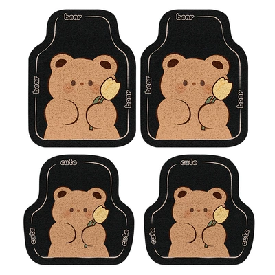 Car Carpet Silk Loop Single Piece High-End - colored-silk-circle-cute-bear-2-in-front-and-2-in-back