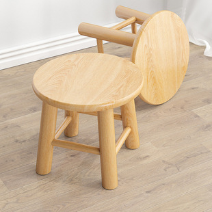 Small Wooden Stool Round Solid Household Sofa Low Headboard Original Children's Shoe-Changing Chair Wholesale from Aliexpress Dropshipping Manufacturer