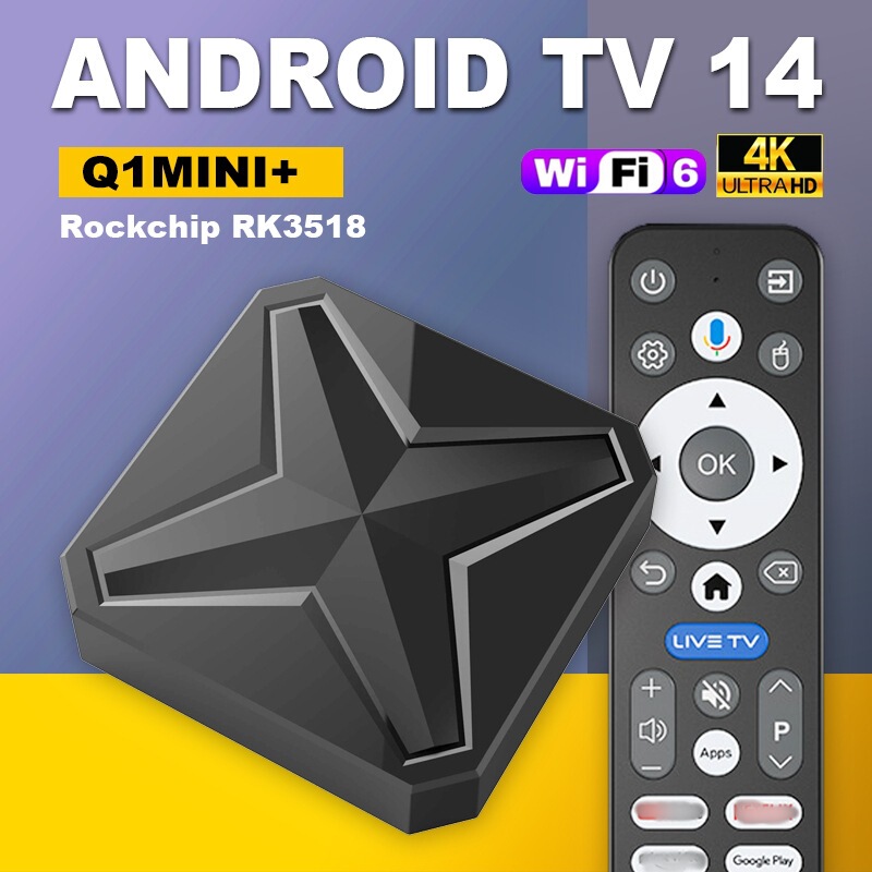 Cross-Border Q1 Mini+ Set-Top Box Rk3518 Android 14 Hd 4K Entertainment Network Player Wifi6 Wholesale
