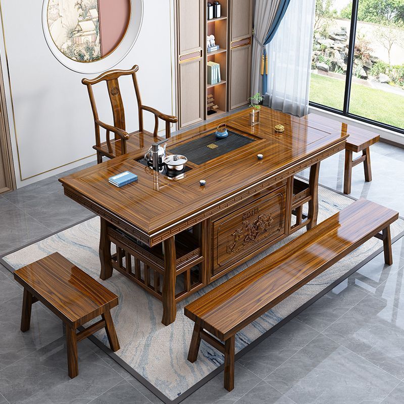 Mesa de té de madera sólida nueva mesa de té de oficina de estilo chino dos usos dos en uno mesa de té de oficina doméstica