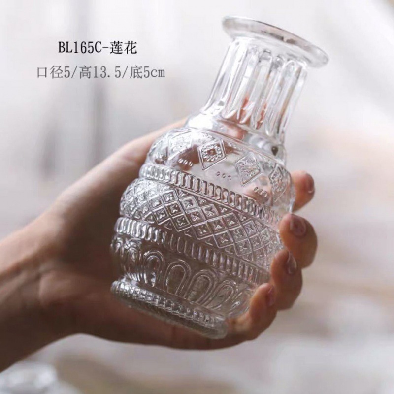 C 유리 꽃병 연꽃