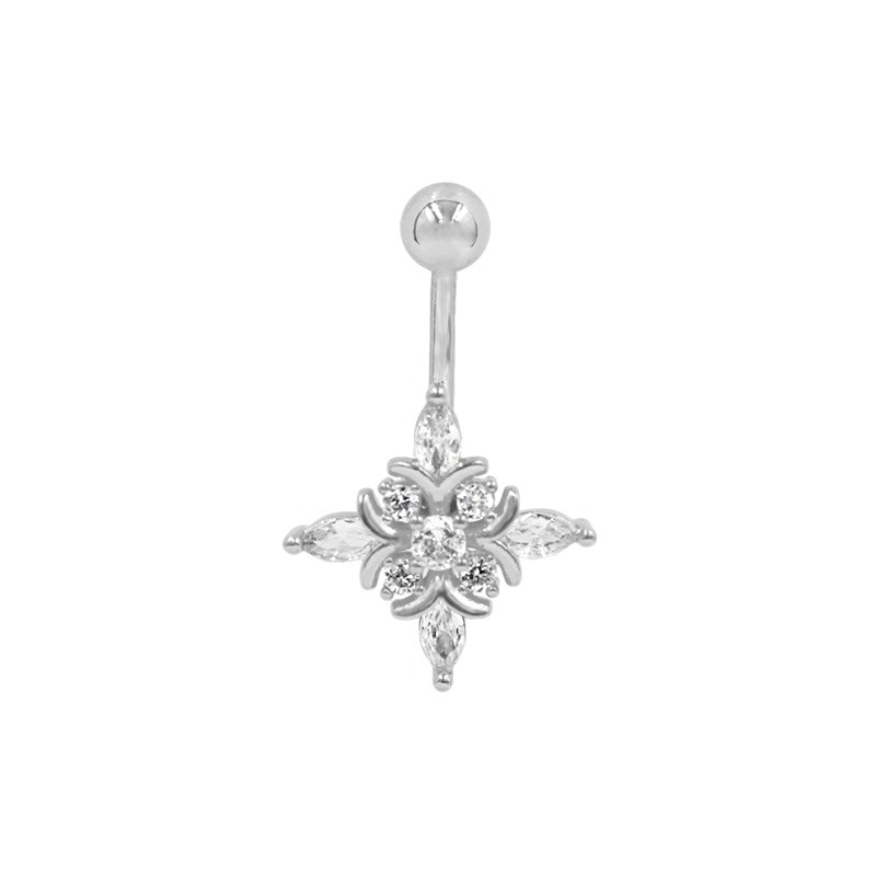 Zierliches Blumen Bauchnabelpiercing Für Damen Elegantes Design_voghion.com