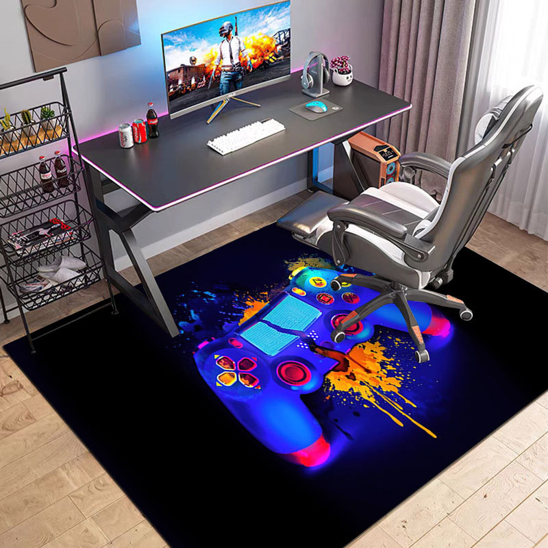 Cartoon game console handle carpet, video game e-sports gaming floor mat, bedroom living room carpet, study chair cushion