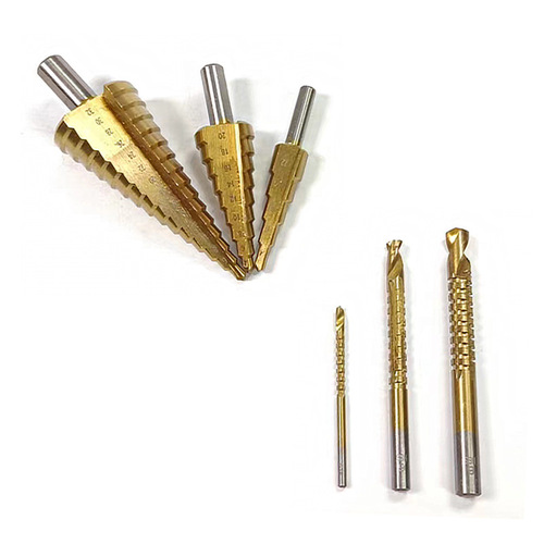 Cross-border triangular shank straight groove titanium-plated step step drill 4-12/4-20/4-32mm titanium-plated saw drill 3/6/8mm