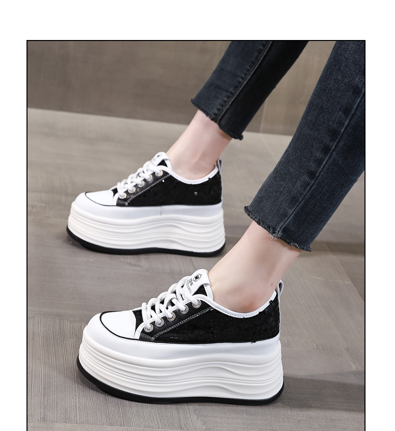 Giày sneaker nữ đế dày lót lưới thoáng khí phối sequin trắng dễ phối đồ — Màu đen chi tiết 12