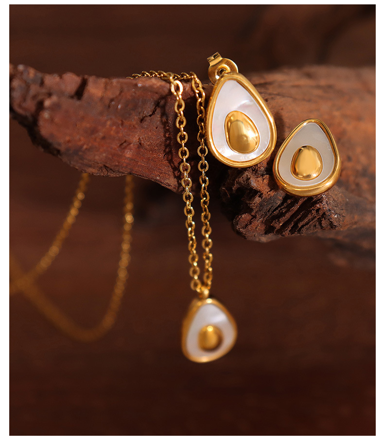 Womenu0027S Fashion Water Drop Titanium Steel Earrings Necklace Plating No Inlaid Jewelry Sets