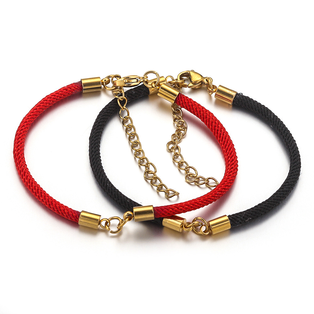 Acero inoxidable negro rojo trenzado cuerda conector pulsera tejida DIY joyería que hace suministros al por mayor