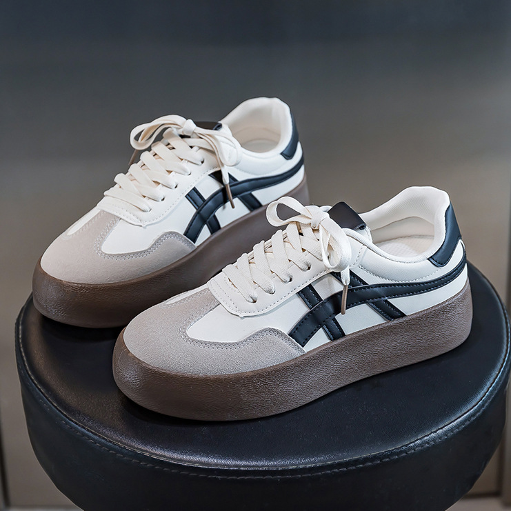 小众复古板鞋男女小白鞋春秋休闲女鞋厚底学生德训鞋休闲鞋F8861