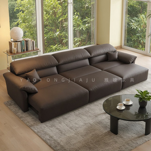 Italian Genuine Leather Electric Functional Living Room 2024 New Sofa Zero Wall Elephant Ear First Layer Cowhide Sofa Bed