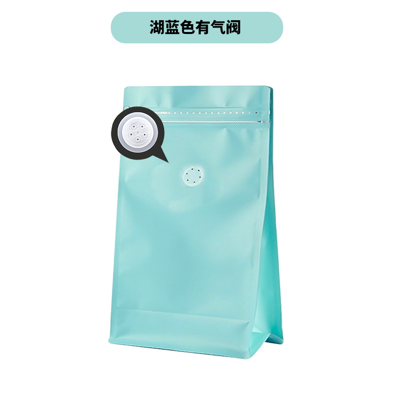Inventario vertical de ocho lados sellado bolsa de café válvula de escape bolsa de granos de café 1 / 4 libras de papel de aluminio de color bolsa de embalaje autosuficiente