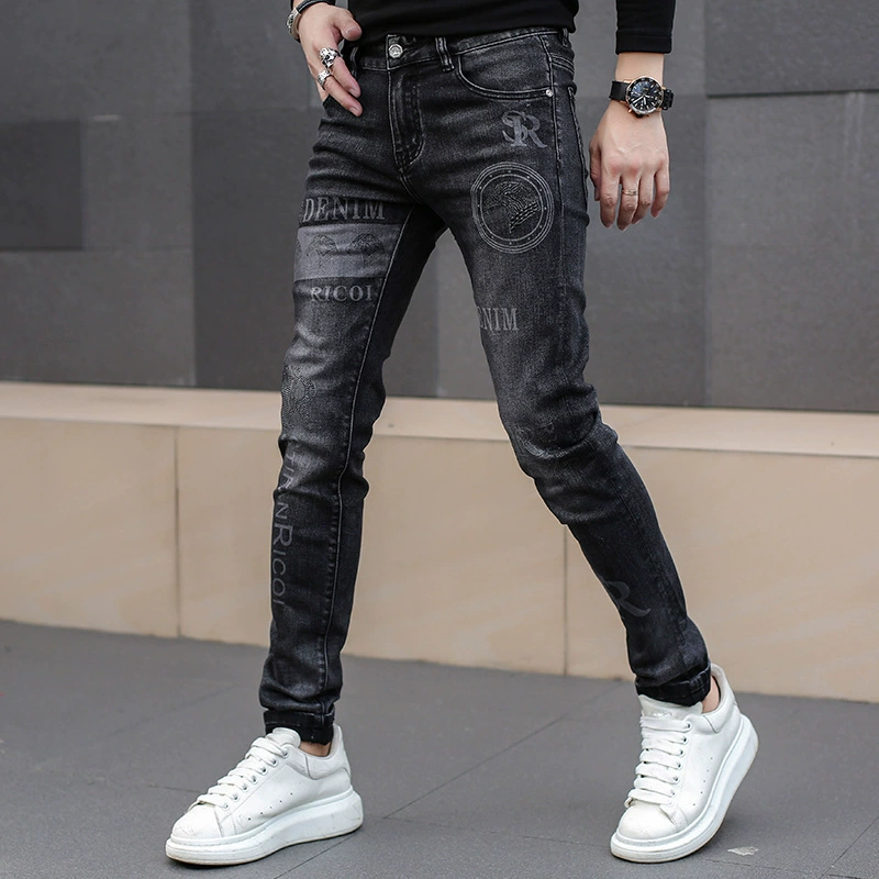 Осенний тренд: эластичные джинсы, штаны, европейский стиль, slim fit