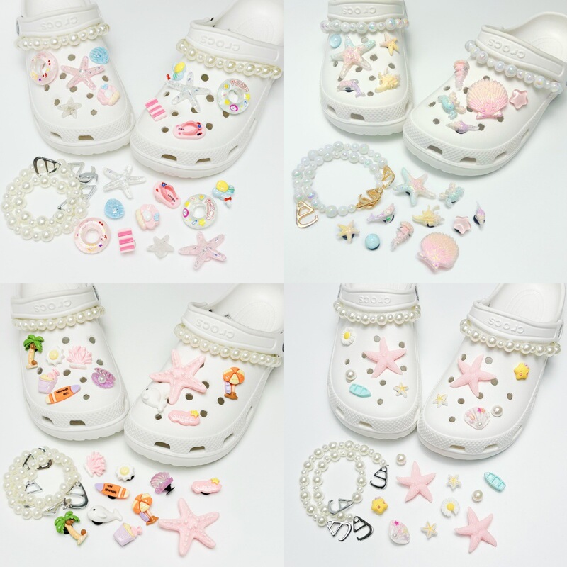 Simulated Starfish Gradient Color Shell Resin Ocean Series Accessories DIY Bead Chain Shoe Buckle Accessories Clog Shoe Accessories