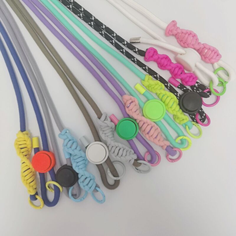 New single-side spiral woven adjustable mobile phone lanyard anti-lost diagonal strap mobile phone back clip double-headed crossbody lanyard