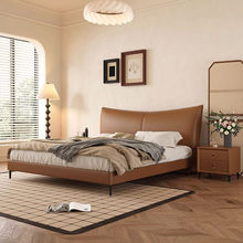 意式极简真皮床卧室床现代简约1.5*2米主卧大床高端双人婚床家用