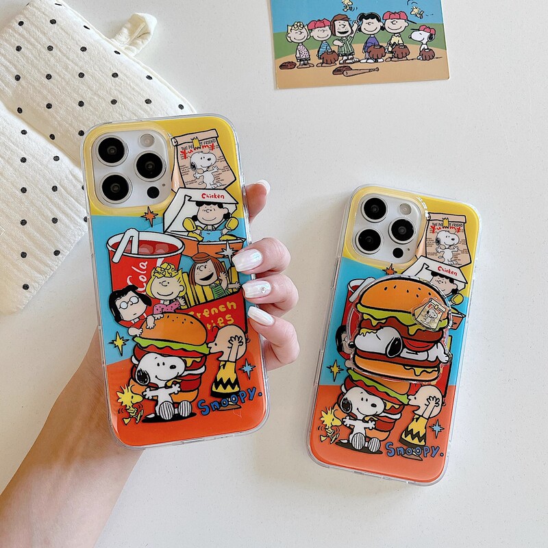 Double-Layer Imd Snoopy Phone Case with Magnetic Stand for iPhone 17 Pro Max New Model Apple 15 Pro Cartoon