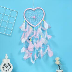Indian Dream Catcher Pendant Hanging Decoration Wind Chime Ornament Gift for Classmates Birthday Gift with Light Handmade Weaving