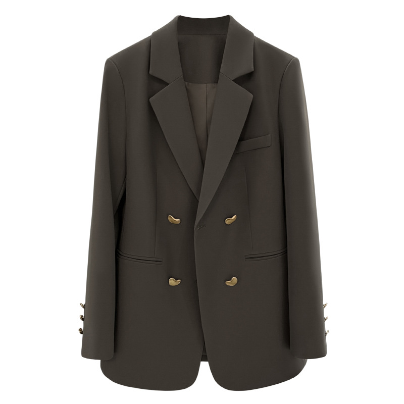 455g Weight Blazer Outerwear Type Long Sleeve Sleeve Length Single Breasted Placket Type Polyester Fabric Type Coat Tops Type 1 Piece Quantity Daily Occasion Turndown Neckline Loose Fit Type Solid Color Pattern Spring, Autumn Season Women's Gender Elegant Style Women's Coat Long Sleeve Blazers Elegant Solid Color 14
