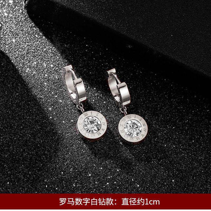 Pendientes de trébol mujer romana digital diamante oreja hebilla 18K titanio acero pendientes mujer larga borla accesorios colgante