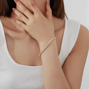 Easiest for Match 18K Gold Bracelet Set with Moissanite Cross-Border Export 3mm Heart-Shaped 9/10/14K Gold Platinum Bracelet Heart