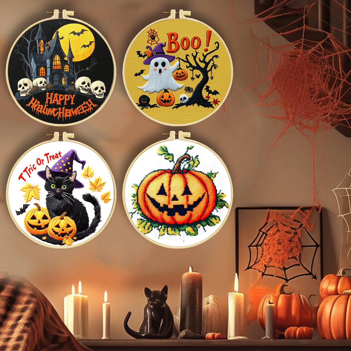 Explosivos transfronterizos limitados Halloween estilo gótico lindo estilo transfronterizo inglés bricolaje punto de cruz introducción
