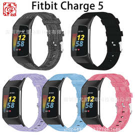 适用于Fitbit charge5 6 透气帆布表带Charge 5 6尼龙牛仔布表带