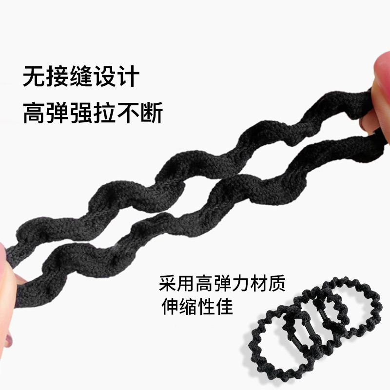 Cuerda de pelo negro de alta Cola de Caballo temperamento simple banda de goma cuerda de lazo de pelo femenino alta elástica duradera banda de pelo cubierta de cuero tocado