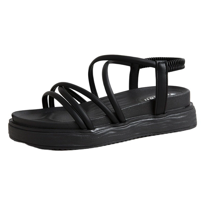 Сандалии в сказочном стиле для женщин 2024 летние новые римские сандалии на платформе в Корейском стиле с простым тонким ремешком на резинке для женщин