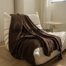 2025款美拉德毛毯大吊穗色盖毯民宿床尾毯针织搭毯棕咖沙发毯简约