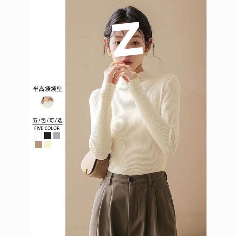 半高领打底衫女秋冬2025新款打底内搭秋装中领冬黑色上衣针织毛衣|undefined