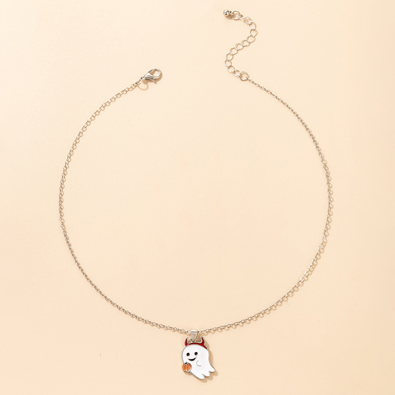 Halloween ghost eyeball mummy pumpkin lantern geometric necklace wholesale nihaojewelry
