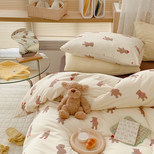 Super soft type A︱Knitted Tianzhu cotton four-piece set pure cotton baby baby 100 naked sleeping quilt cover bed sheet long velvet