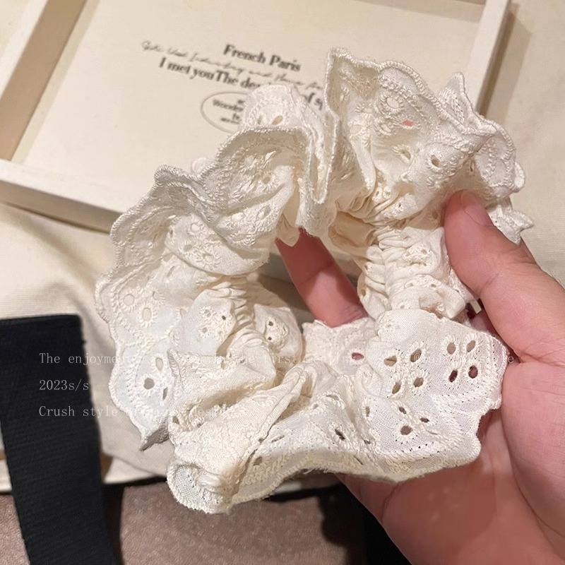 Coreano de encaje a cuadrícula anillo de cabello de intestino para mujeres 2026 nuevo estilo de cabello in-viento de gran tamaño bolas de cabello flor de tocado