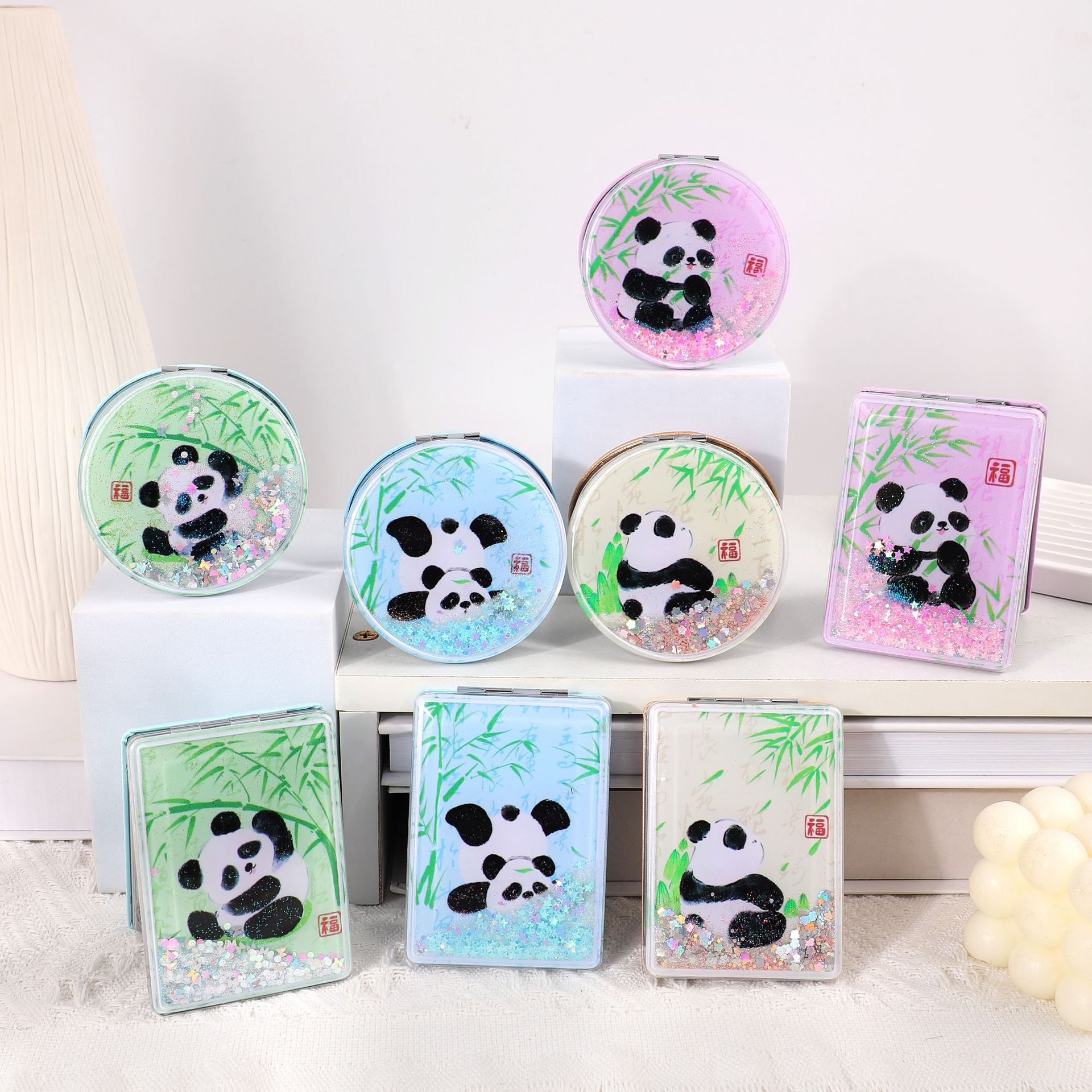 Espejos de moda de arena flotante de polvo brillante espejo de doble cara espejo HD para dibujar regalos personalizados