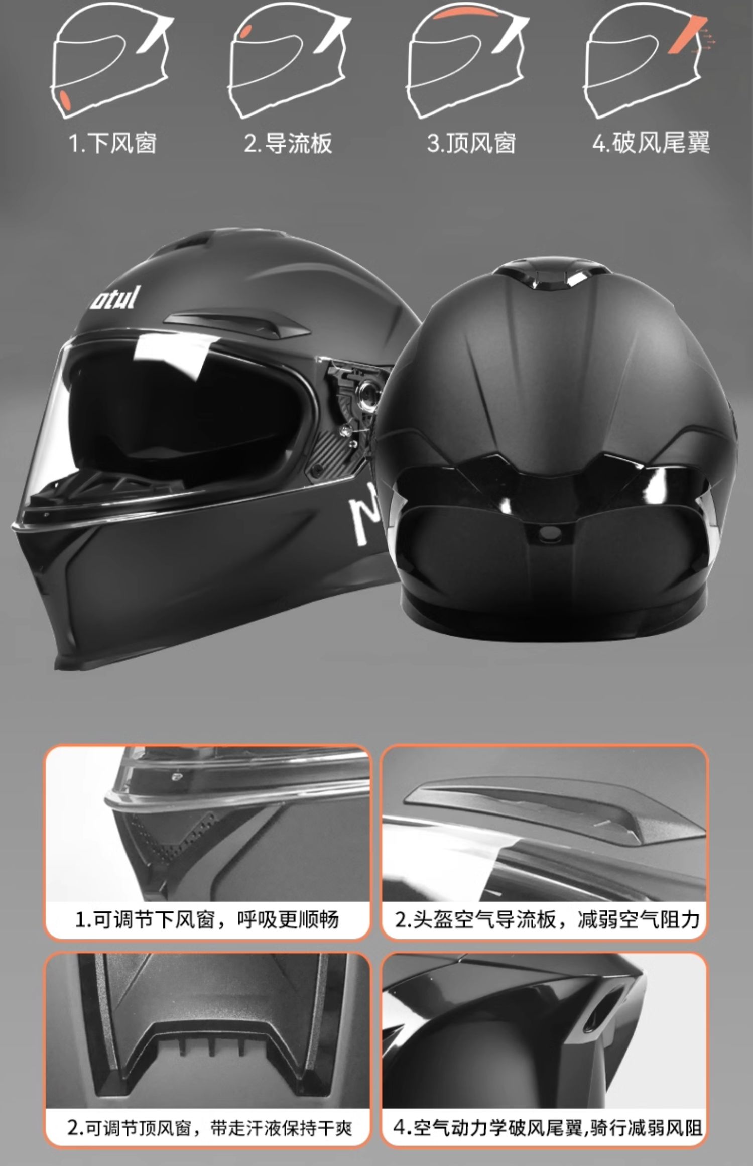 MOTUL Spoiler Bluetooth Headset Full Helmet Dual Lens Motorcycle Helmet