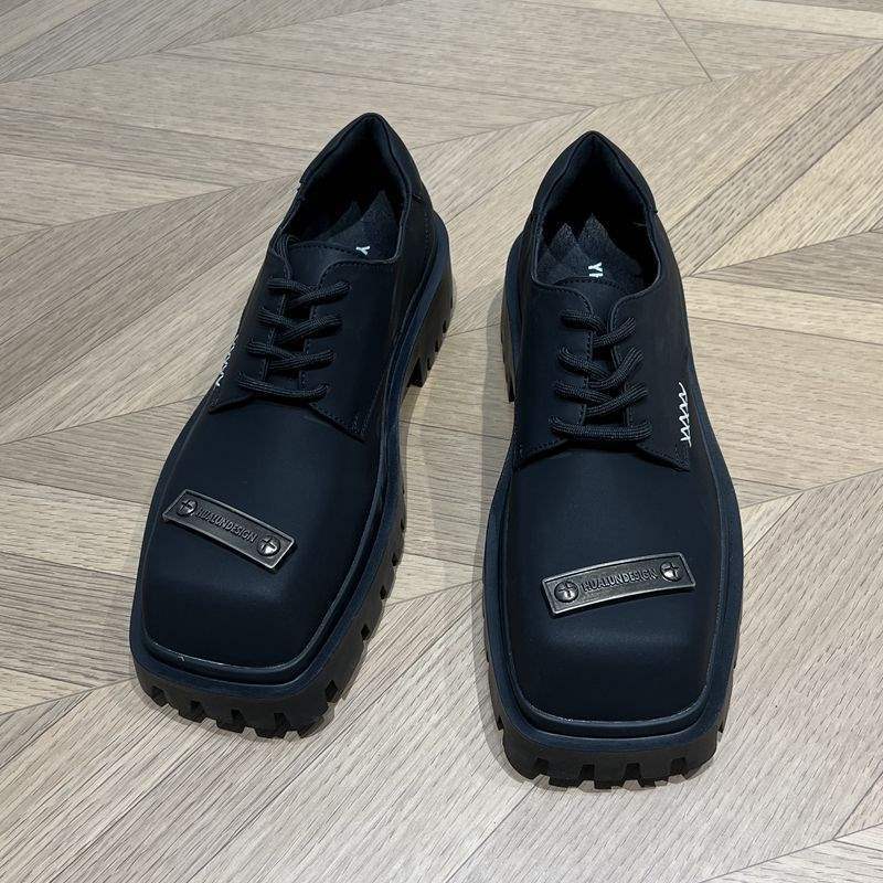 ShoeVault Herbst Herren Square Toe Nischen Martin Stiefel Dicke Sohle Höhe Erhöhen Casual Leder Matte Pendler Derby Friseur_voghion.com