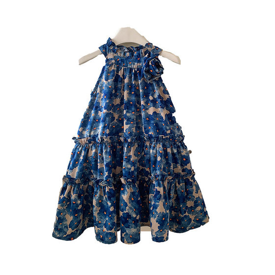 Girls Cake Skirt Summer 2025 New Style Children's Summer Princess Skirt Girl Children's Floral Vest Skirt