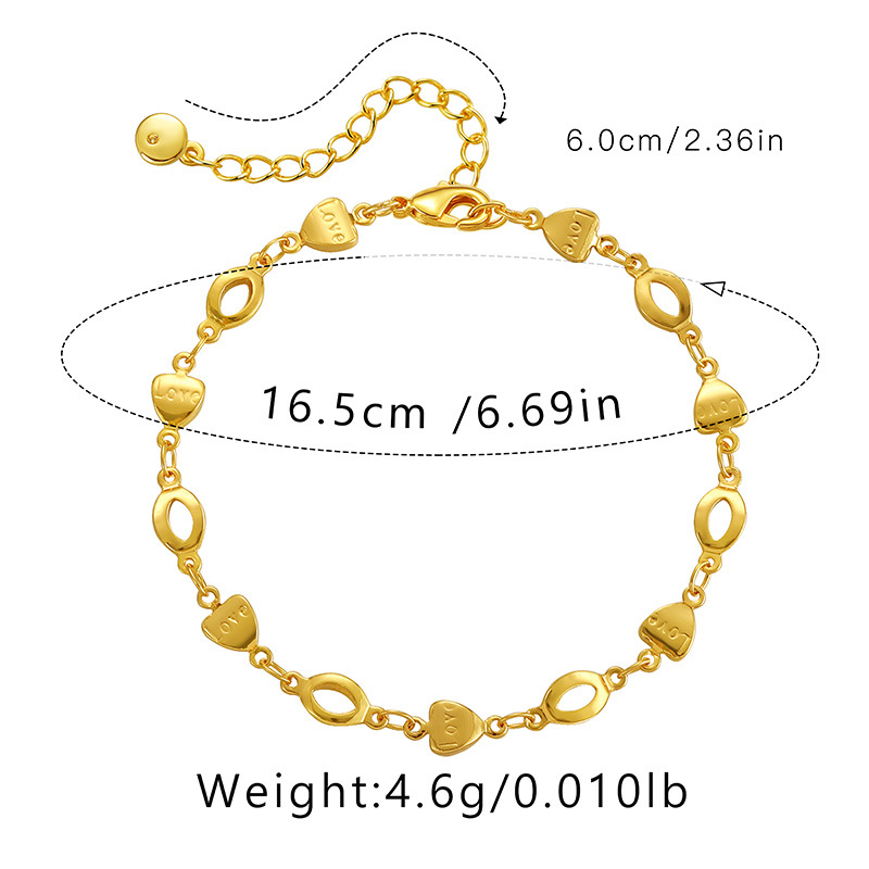 Elegant Letter Heart Shape Copper Bracelets