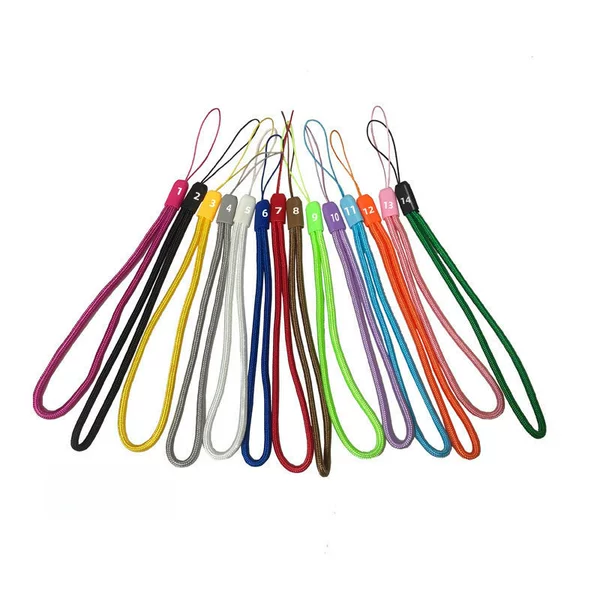 Factory 3.0mm round nylon mobile phone lanyard wrist strap U disk color short lanyard flashlight camera sling