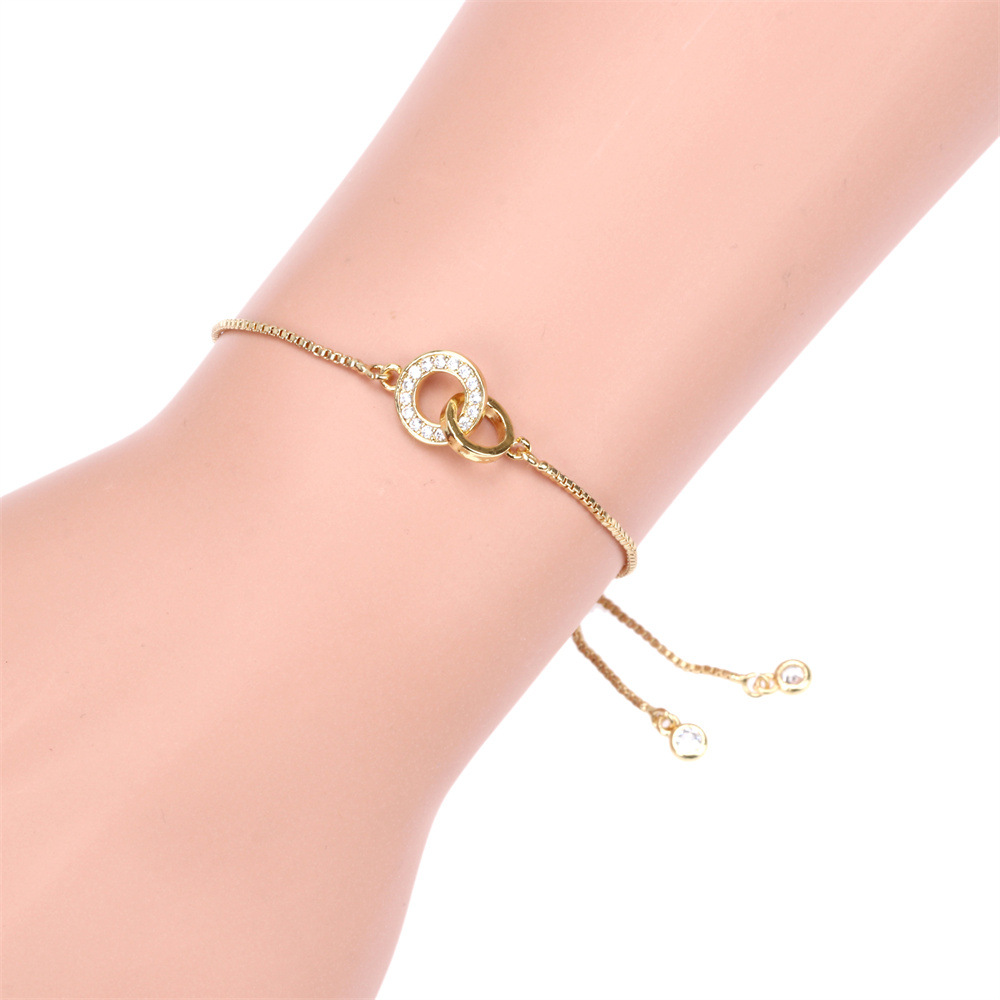 temperament full of diamond geometric doublepull copper bracelet wholesale