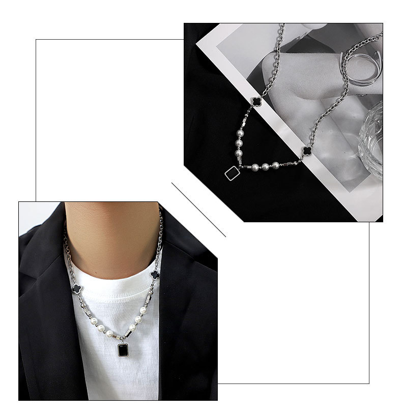 Hip-Hop Geometric Titanium Steel Chain Necklace 1 Piece