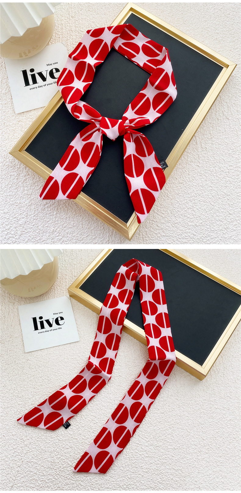 Fashion Contrast Color Polka Dots Small Silk Scarf Wholesale Nihaojewelry display picture 37