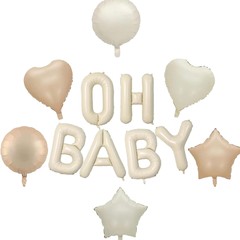 越境新作ins風16インチ美版レトロクリーム白oh babyアルファベット誕生日飾り風船セット