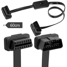 带开关OBD2公对母延长线拓展线GPS追踪 面条线 ELM327 obd扁线8芯