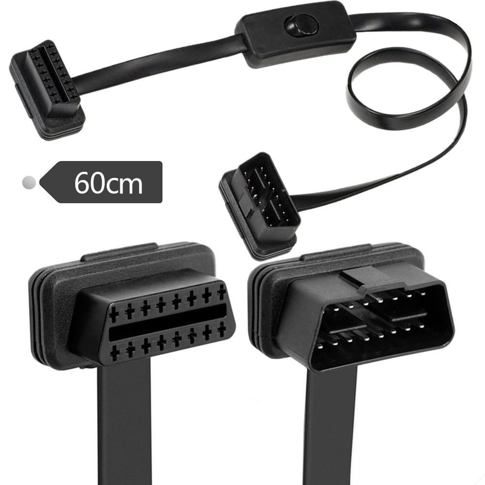 带开关OBD2公对母延长线拓展线GPS追踪 面条线 ELM327 obd扁线8芯