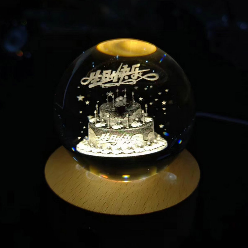 創意発光水晶球小夜灯内彫刻工芸品水晶置物星座球卒業記念品水晶球|undefined